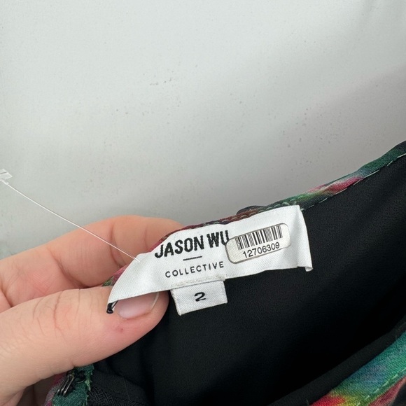 Jason Wu Collective Blurred Floral Retro Artsy Halter Neck Ruffle Mini Dress 2 - Picture 3 of 10